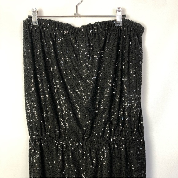 Tibi Black Sequin Strapless Maxi Formal Gown M - Picture 3 of 5